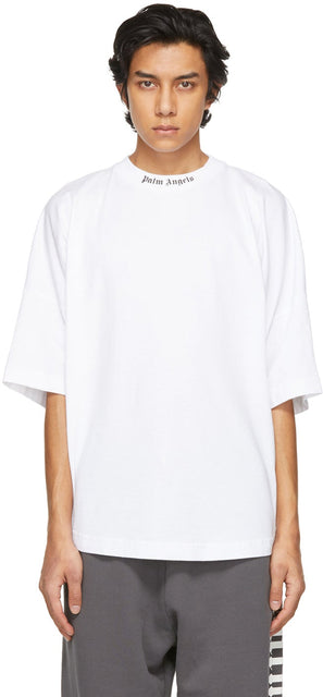 Palm Angels White Double Logo T-Shirt - T-shirt de logo double Palm anges - 팜 천사 화이트 더블 로고 티셔츠