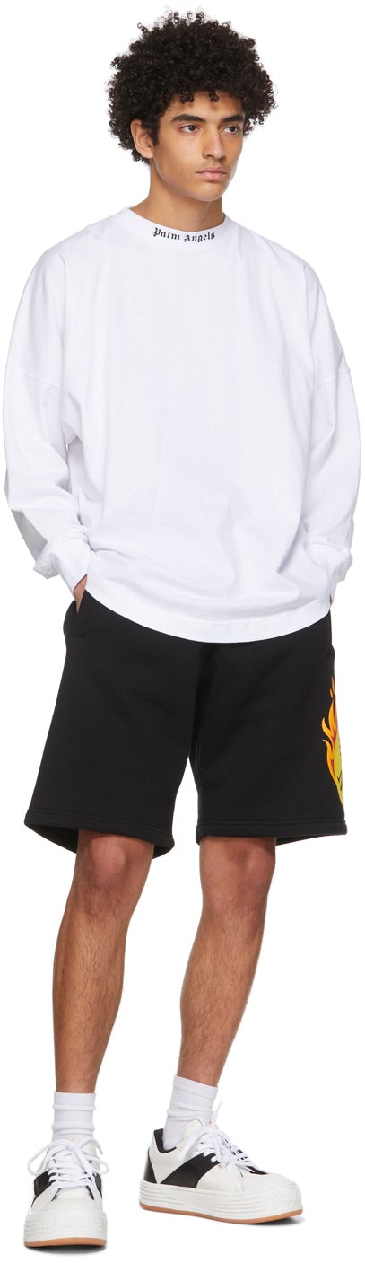 Palm Angels White Logo Long Sleeve T-Shirt