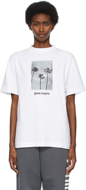 Palm Angels White Palm Trees Boulevard T-Shirt - T-shirt Boulevard Boulevard de palmiers blancs - 팜 천사 흰색 야자수 나무가있는 티셔츠
