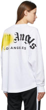 Palm Angels White Sprayed Logo 'Los Angeles' Long Sleeve T-Shirt