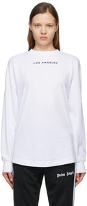 Palm Angels Los Angeles Sprayed Logo Long Sleeve T-shirt in White for Men