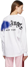 Palm Angels White Sprayed Logo 'New York' Long Sleeve T-Shirt