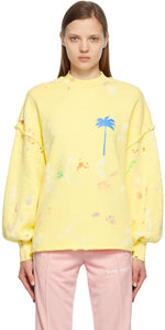 Palm Angels Yellow Painted Palm Tree Sweatshirt - Sweat-shirt de palmier peint en jaune paume - 팜 천사 노란색 팜 트리 스웨터를 그렸습니다