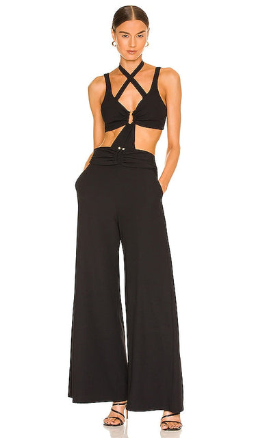 PatBO Cutout Jumpsuit in Black Combinaison de découpe patbo en noir 黑色的Patbo切口连身裤