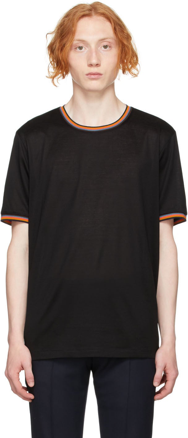 Paul Smith Black Artist Stripe Ringer T-Shirt - Paul Smith Black Artist Stripe Ringer T-shirt - 폴 스미스 흑인 아티스트 스트라이프 링거 티셔츠