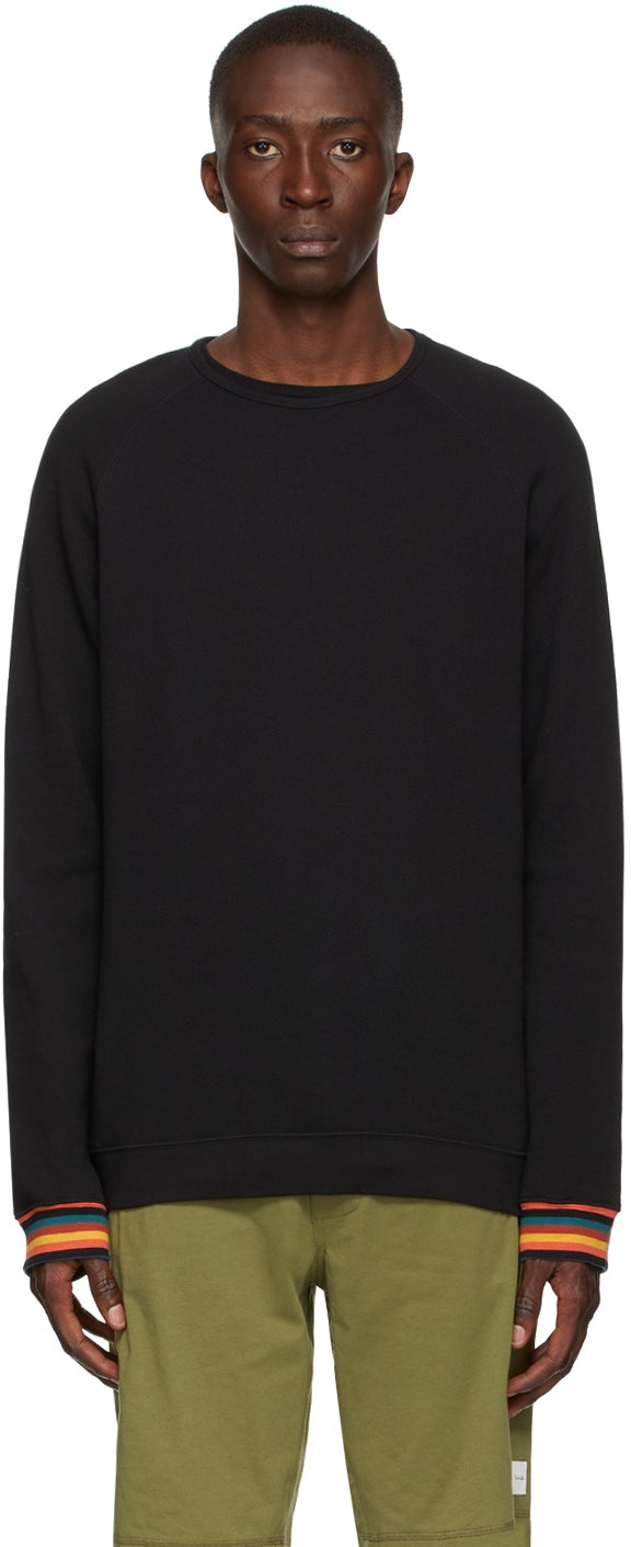 Paul Smith Black Jersey Artist Stripe T-Shirt - Paul Smith Jersey Noir Artiste T-shirt Stripe Stripe - 폴 스미스 검은 저지 아티스트 스트라이프 티셔츠