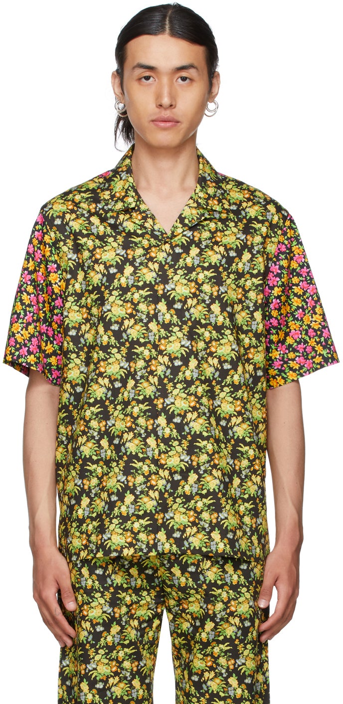 Paul Smith Black Rizo Floral Short Sleeve Shirt - Chemise à manches courtes de Paul Smith Noir Rizo Floral Rizo - 폴 스미스 블랙 Rizo 꽃 짧은 소매 셔츠