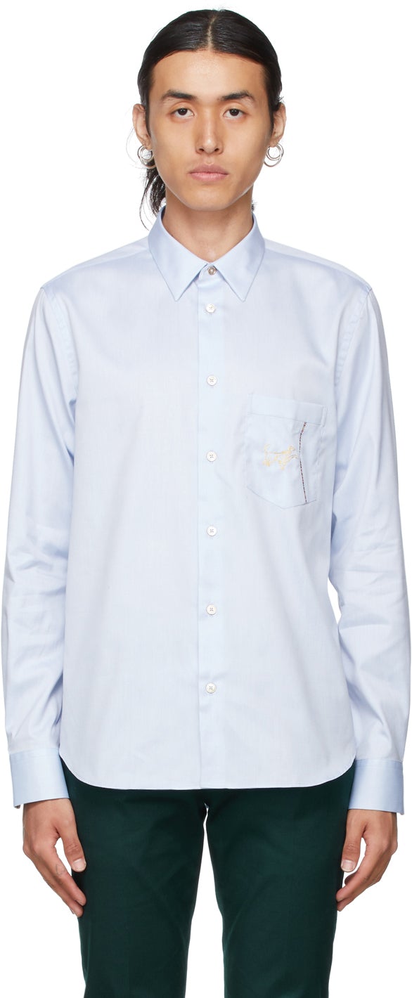 Paul Smith Blue Pocket Graphic Shirt - Chemise graphique de poche bleue Paul Smith - 폴 스미스 블루 포켓 그래픽 셔츠