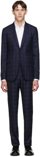 Paul Smith Blue Wool Check Suit - Combinaison de laine bleue Paul Smith - 폴 스미스 블루 울 체크 슈트