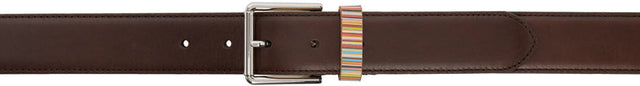 Paul Smith Brown Signature Stripe Leather Belt - Paul Smith Brown Signature Signature Stripe Cuir Ceinture - 폴 스미스 브라운 시그니처 스트라이프 가죽 벨트