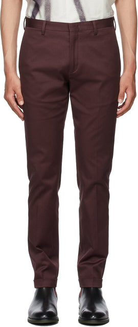 Paul Smith Burgundy Organic Cotton Stretch Chinos - Paul Smith Bourgogne Coton bio Stretch Chinos - Paul Smith Burgundy 유기농 면화 스트레치 치노