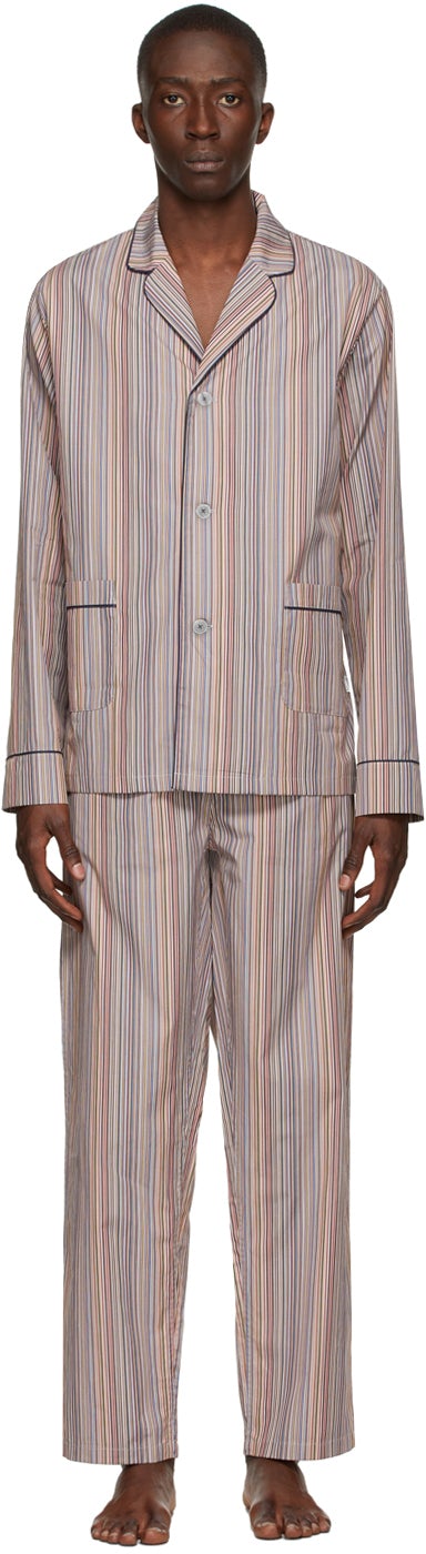 Paul Smith Multicolor Signature Stripe Pyjama Set - Paul Smith Signature Multicolore Stripe Pyjama Set - 폴 스미스 여러 가지 빛깔의 서명 스트라이프 파자마 세트