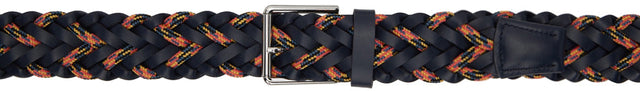 Paul Smith Navy Bright Stripe Braided Belt - Paul Smith Navy Brillant Breaked Ceinture tressée - 폴 스미스 네이비 밝은 스트라이프 꼰 벨트