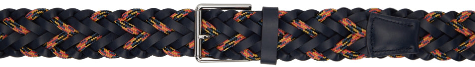 Paul Smith Navy Bright Stripe Braided Belt - Paul Smith Navy Brillant Breaked Ceinture tressée - 폴 스미스 네이비 밝은 스트라이프 꼰 벨트