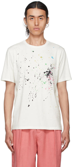 Paul Smith Off-White Paint Splatter T-Shirt - T-shirt éclaboussures de peinture paul Smith hors-blanc - 폴 스미스 오프 ​​화이트 페인트 튀김 티셔츠