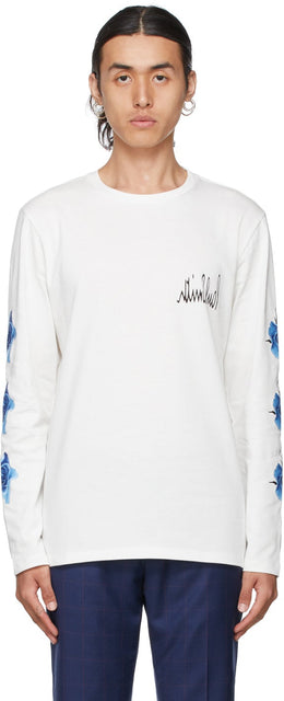 Paul Smith White Monarch Rose Long Sleeve T-Shirt - Paul Smith White Monarch Rose T-shirt à manches longues - 폴 스미스 화이트 군주 장미 긴 소매 티셔츠