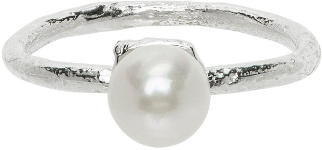 Pearls Before Swine Silver Thin Forged Pearl Ring - Perles avant bague de perles forgée en argent mince - 돼지 실버 얇은 단조 진주 반지 전에 진주