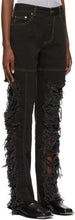 Peter Do Black Asymmetric Combo Rip Jeans
