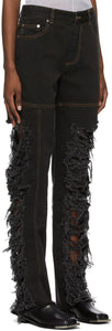 Peter Do Black Asymmetric Combo Rip Jeans