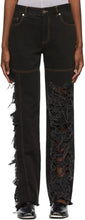 Peter Do Black Asymmetric Combo Rip Jeans - Peter do Black Asymétric Combo Jean RIP - 피터는 검은 비대칭 콤보 립 청바지를합니다