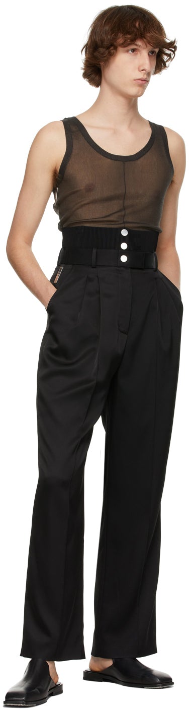 Peter Do Black Rib Combo Tailored Trousers
