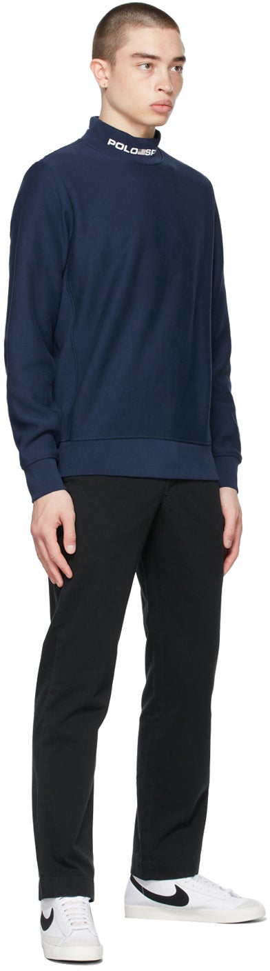 Polo Ralph Lauren Navy Logo Mock Neck Sweatshirt
