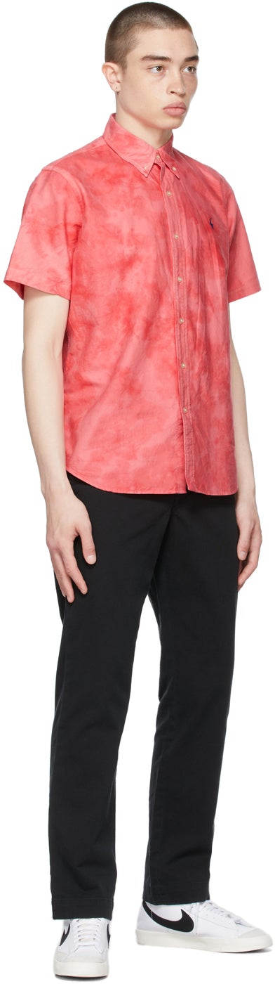 Polo Ralph Lauren Red Tie-Dye Classic Fit Oxford Short Sleeve Shirt