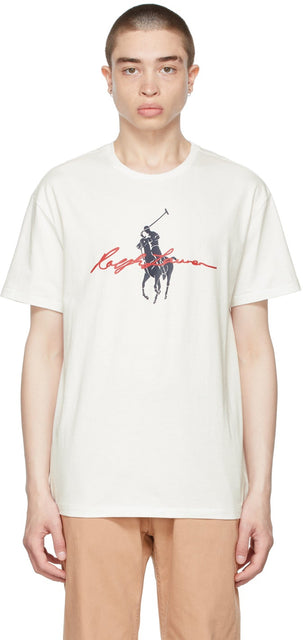 Polo Ralph Lauren White Big Pony Logo T-Shirt - Polo Ralph Lauren Blanc Big Pony Logo T-shirt - 폴로 랄프 로렌 화이트 큰 조랑말 로고 티셔츠