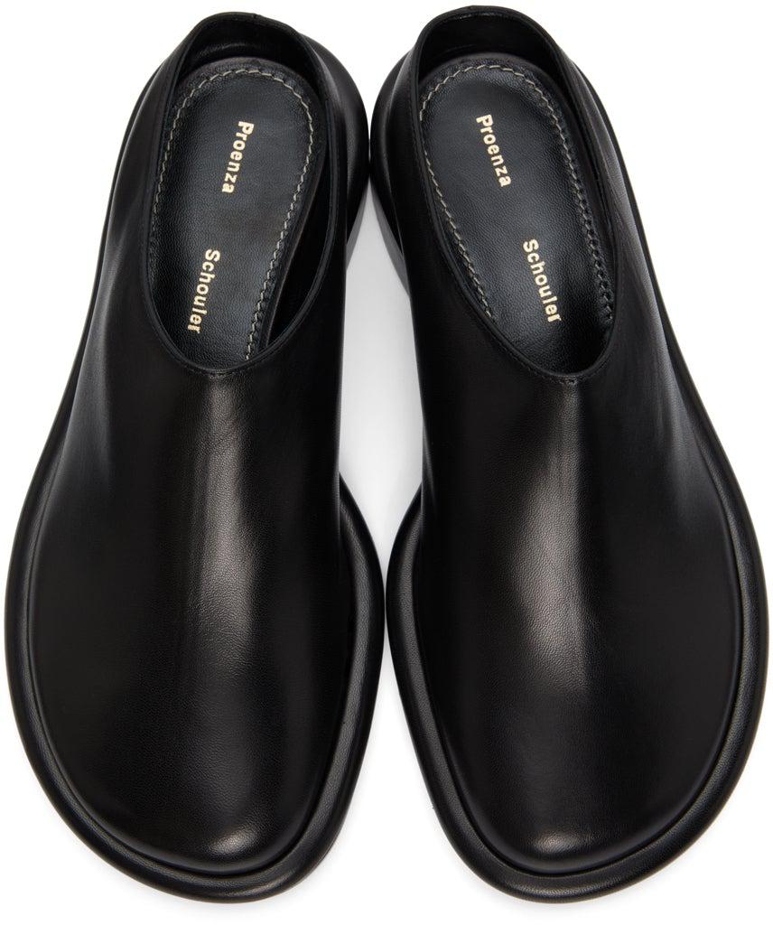 Proenza Schouler Black Leather Pipe Flat Mules BlackSkinny