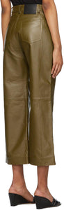 Proenza Schouler Khaki Proenza Schouler White Label Leather Cropped Pants