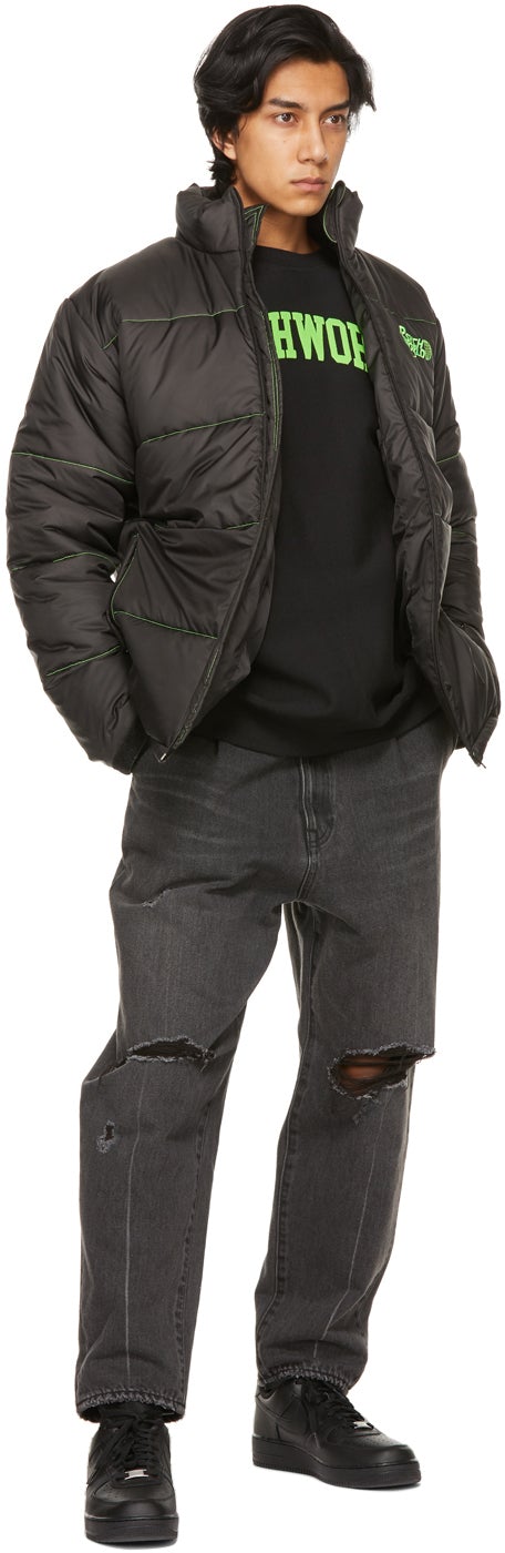 Psychworld Black Logo Puffer Jacket