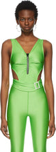 Pushbutton SSENSE Exclusive Green Jewelled Cut-Out Bodysuit - Body de découpe goutte verte exclusive de bouton-poussoir Ssense - 푸시 버튼 스시센스 독점 녹색 보석 컷 아웃 바디 수트