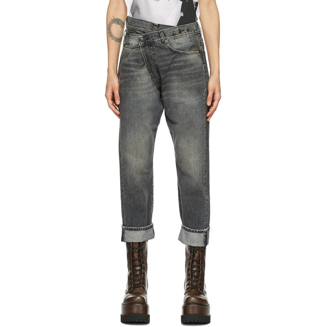 R13 Black Cross Over Jeans - R13 Croix noire sur jeans - R13 청바지 위에 검은 십자가