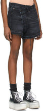 R13 Black Crossover Denim Shorts