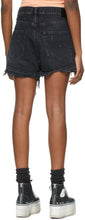 R13 Black Crossover Denim Shorts