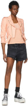 R13 Black Crossover Denim Shorts