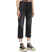 R13 Black Stretch Boyfriend Jeans