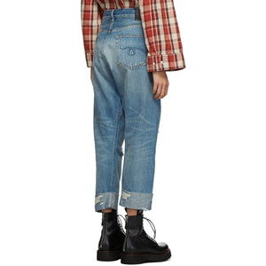 R13 Blue Cross Over Jeans