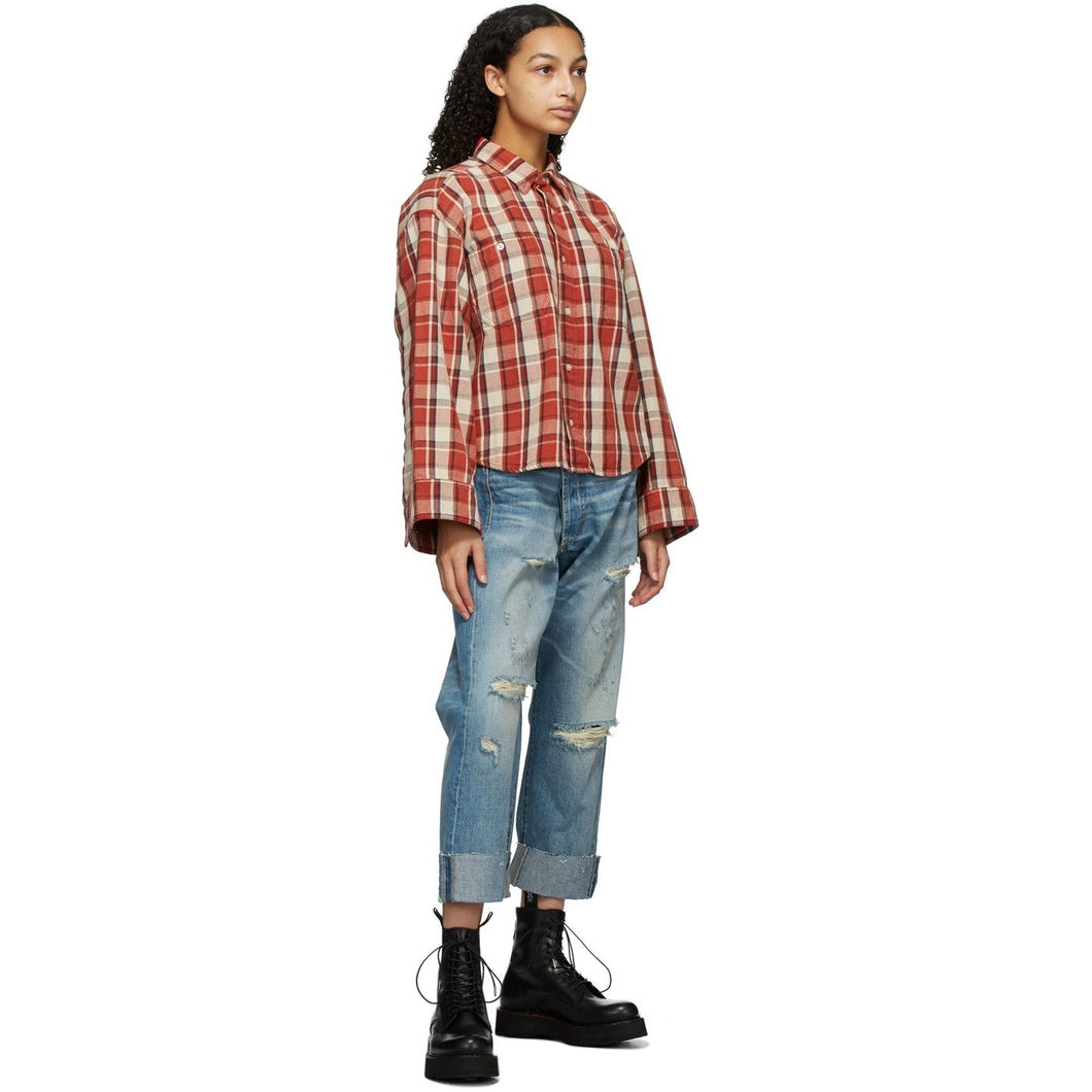R13 Blue Cross Over Jeans