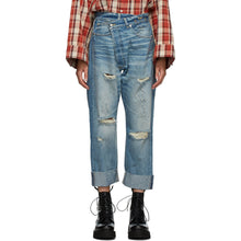 R13 Blue Cross Over Jeans - R13 Croix bleue sur jeans - R13 청바지 위에 파란색 십자가