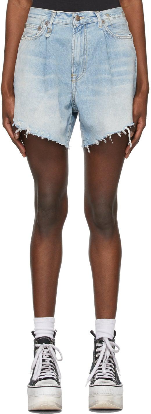 R13 Blue Damon Pleated Shorts BlackSkinny