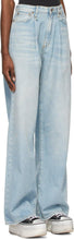 R13 Blue Damon Pleated Wide Leg Jeans