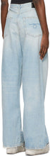 R13 Blue Damon Pleated Wide Leg Jeans
