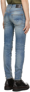 R13 Blue Distressed Skate Jeans