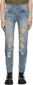 R13 Blue Distressed Skate Jeans - R13 Blue Blue Skate Jeans - R13 블루 고민 된 스케이트 청바지
