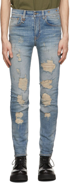 R13 Blue Distressed Skate Jeans - R13 Blue Blue Skate Jeans - R13 블루 고민 된 스케이트 청바지