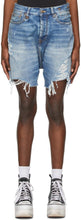R13 Blue Marky Drop Shorts - R13 Short de goutte marquée bleue - R13 블루 마커 반바지