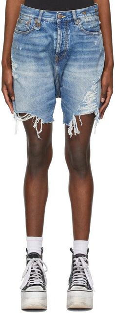 R13 Blue Marky Drop Shorts - R13 Short de goutte marquée bleue - R13 블루 마커 반바지