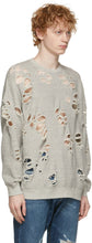 R13 Grey Super Distressed Oversized Sweatshirt
