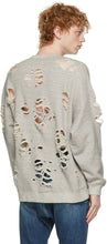 R13 Grey Super Distressed Oversized Sweatshirt
